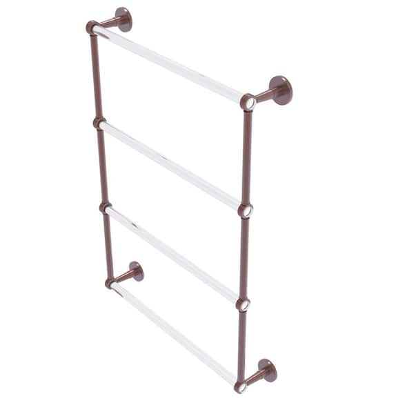 Allied Brass Clearview Collection 24 in. Wall Mounted Towel Bar in Antique Copper with Groovy Accents