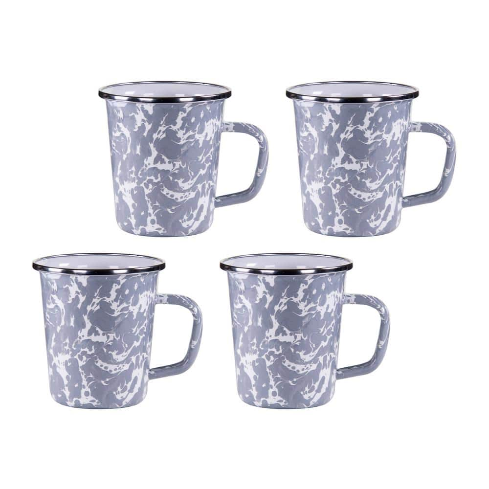 Golden Rabbit 16 oz. Taupe Swirl Enamelware Latte Mugs (Set of 4) TP66S4 -  The Home Depot