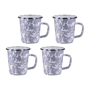 Grey Swirl 16 oz. Enamelware Latte Mug Set of 4