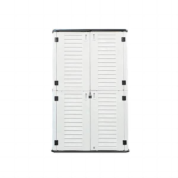 WELLFOR 50 in. W x 29 in. D x 82 in. H White HDPE Outdoor Storage Cabinet (shelves not included)
