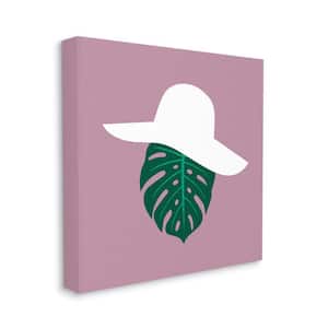 "Tropical Fashion Monstera Leaf Floppy Hat" by Atelier Poster Unframed Abstract Canvas Wall Art Print 36 in. x 36 in.