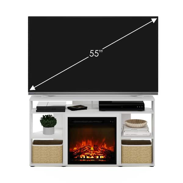 Furinno Jensen 46.54 in. Freestanding Wood Electric Fireplace TV