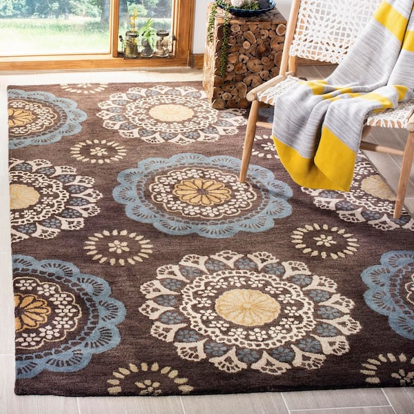 Wyndham 3 ft. x 4 ft. Eggplant/Multi Geometric Ornate Floral Area Rug