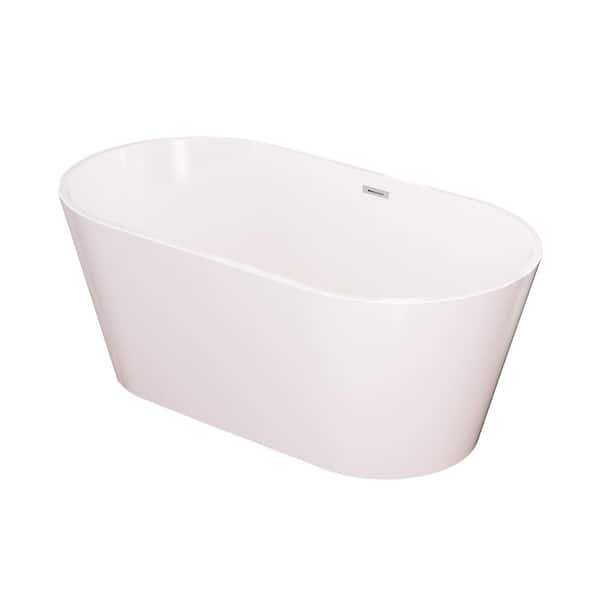 59 in. x 23.25 in. Acrylic Soaking Bathtub in White with Center Drain