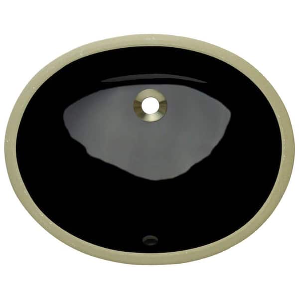 Polaris Sinks Undermount Porcelain Bathroom Sink in Black