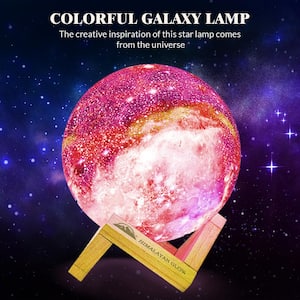 WBM Galaxy Lamp, 5.9 in. Multi-Color Novelty Lamp, 16-Colors USB Rechargeable LED Light Lamp with Remote/Touch Control