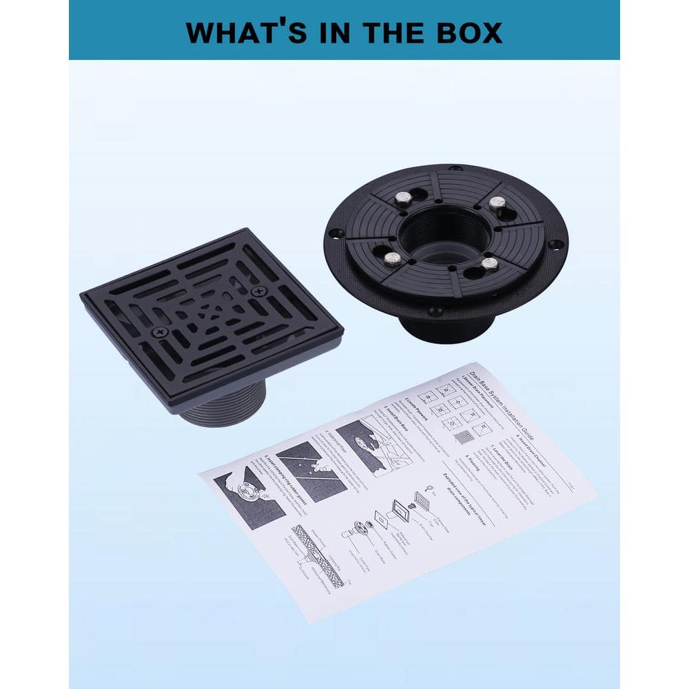4.5 Inch Matte Black Stainless Steel Square Floor Drain
