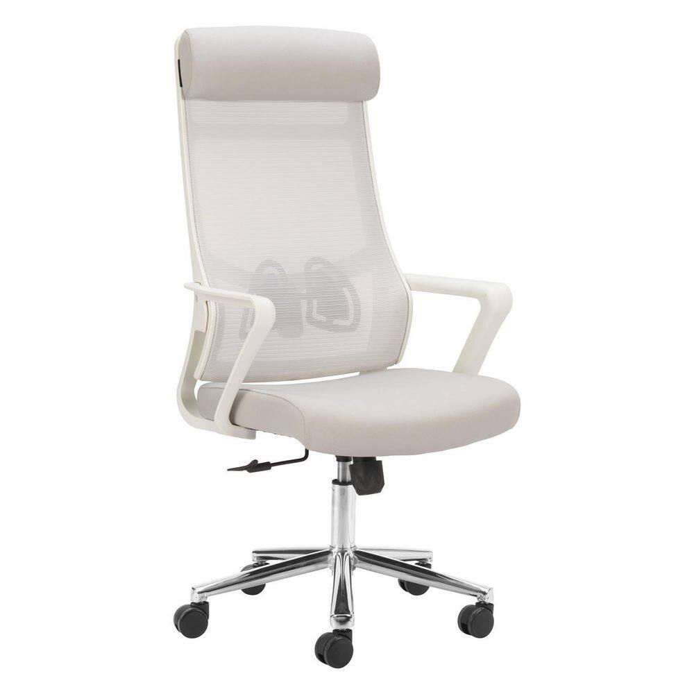 Polyester Seat Adjustable Height Executive Chair in Light Gray with Nonadjustable Arms