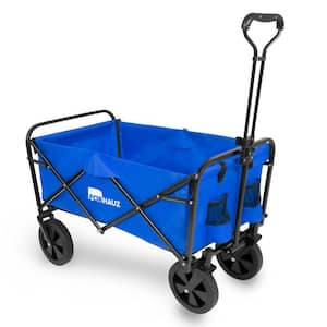 3.88 cu.ft. 600D double-layer Oxford Fabric Steel Frame Outdoor Garden Cart Collapsible Folding Wagon, Blue