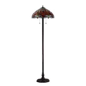 Dragonfly 58 in. Antique Bronze Floor Lamp with Pull Chain