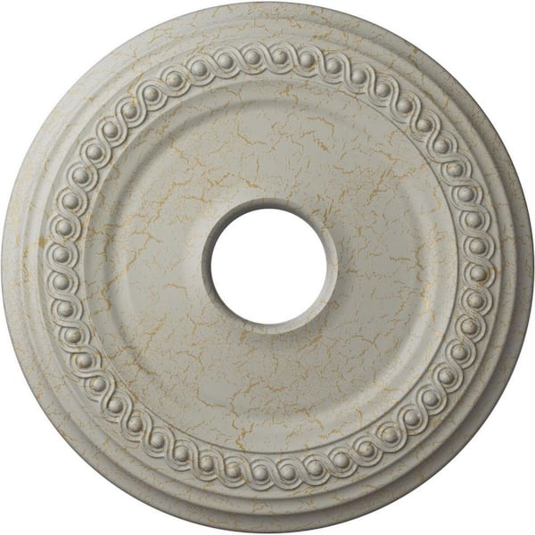 Ekena Millwork 1-1/8 in. x 18-5/8 in. x 18-5/8 in. Polyurethane Classic Ceiling Medallion, Pot of Cream Crackle