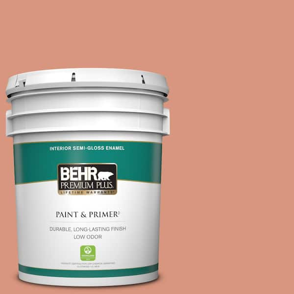 BEHR PREMIUM PLUS 5 gal. #BIC-17 Tropical Blooms Semi-Gloss Enamel Low Odor Interior Paint & Primer