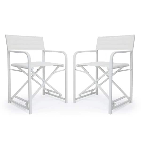 Aoodor 34 in. Outdoor Director's Chair, Folding Aluminum Frame 246 lbs. Capacity for Camping, Fishing and Picnic (2-Pack)