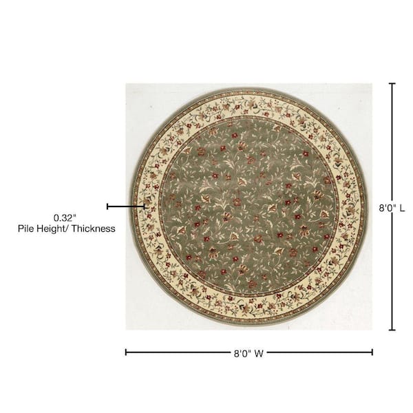 RADICI USA Como Sage 8 ft. Round Traditional Floral Area Rug - image 4