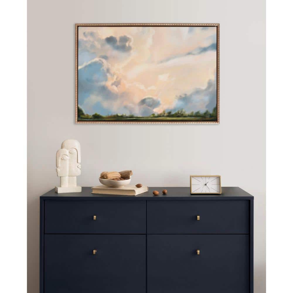 Gold Framed Clouds Landscape Canvas Wall Art, 23x33