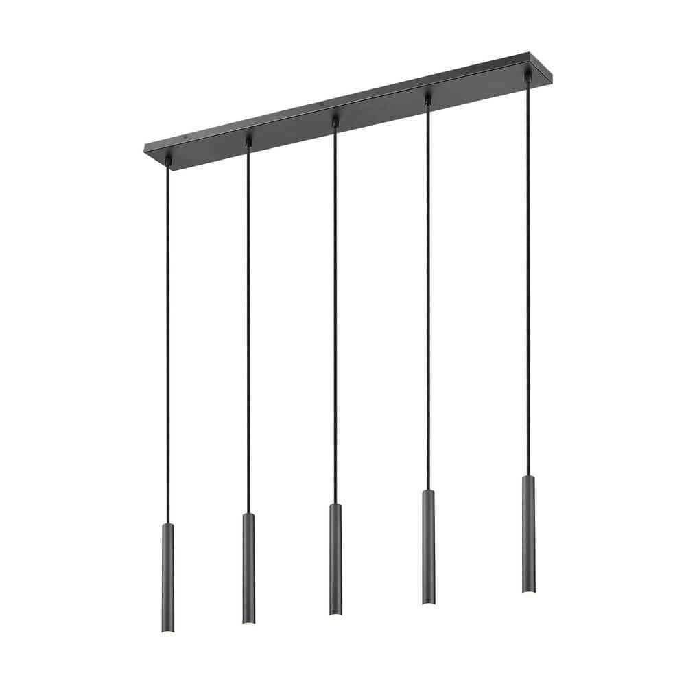 Forest 42 inch Matte Black 5 Light Integrated LED Linear Chandelier
