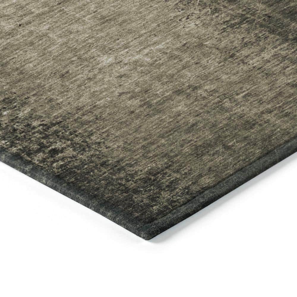 Gray Flat Woven Rectangular Washable Synthetic Rug 2'6" x 3'10"