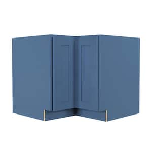 Lancaster Blue Plywood Shaker Stock Assembled Lazy Susan Kitchen Cabinet (33 in. W x 34.5 in. H x 24 in. D)