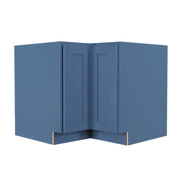 LIFEART CABINETRY Lancaster Blue Plywood Shaker Stock Assembled Lazy Susan Kitchen Cabinet (36 in. W x 34.5 in. H x 24 in. D)