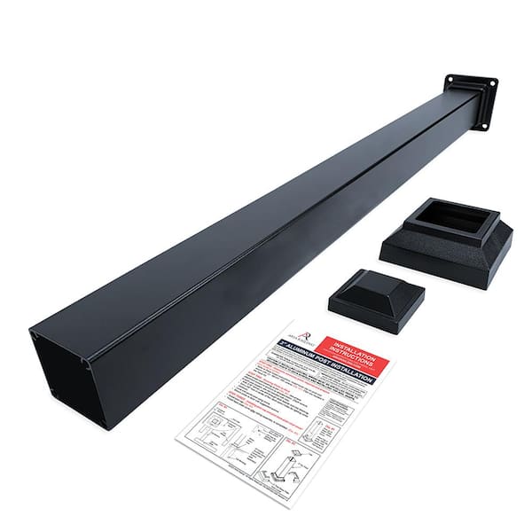 3 in. x 3 in. x 36 in. Black Powder Coated Aluminum Deck Post Kit