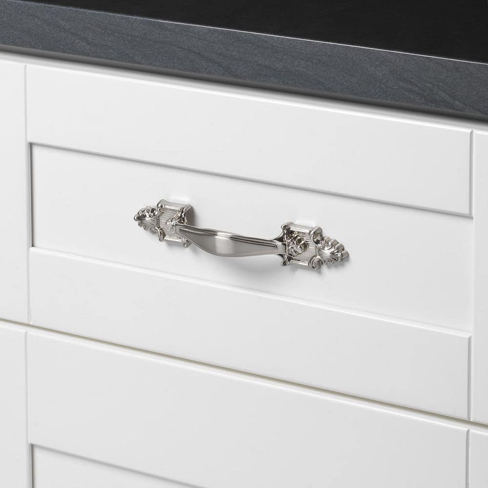 Brushed Nickel 9" Deco Cabinet Pull with Mounting Hardware