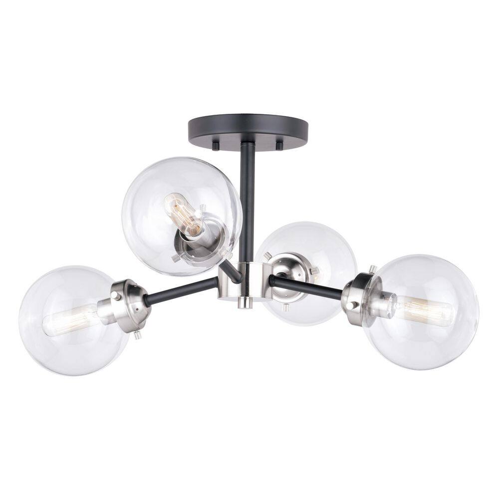 Orbit Satin Nickel and Bronze 4-Light Semi Flush Mount