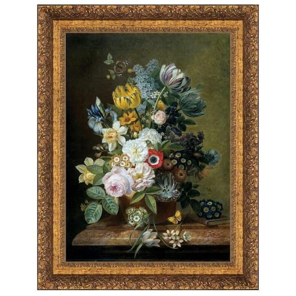Design Toscano Still Life with Flowers, 1839 by Eelke Jelles Eelkema Framed Nature Oil Painting Art Print 23 in. x 18 in.
