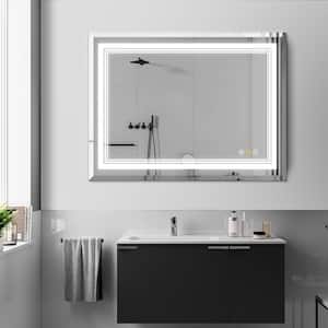 RS 24 in. W x 32 in. H Rectangular Beveled Edge 3-Colors Dimmable LED Anti-Fog Memory Wall Mount Bathroom Vanity Mirror