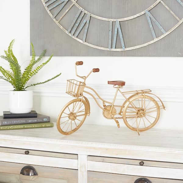 5 in. x 12 in. Brown Metal Bike Sculpture