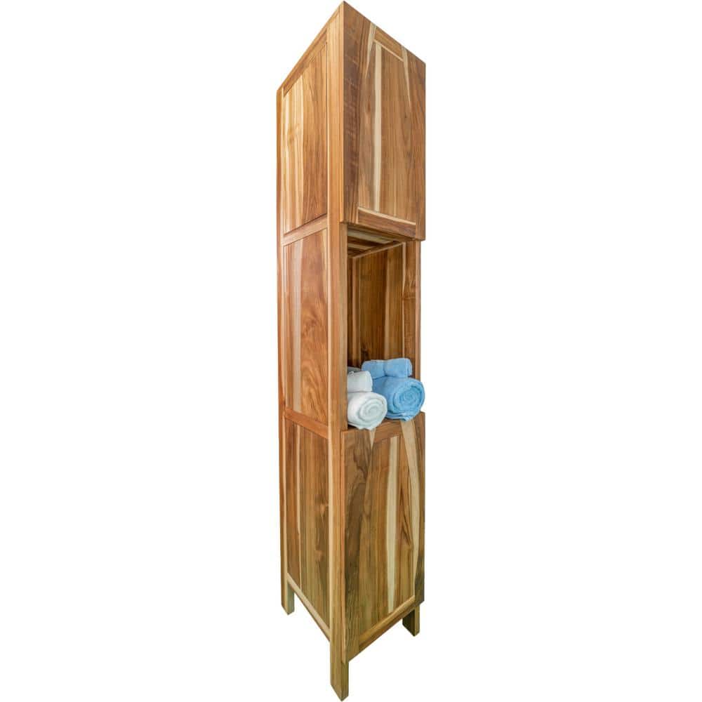 Earthy Teak 79" Tall Linen Cabinet with Adjustable Shelving