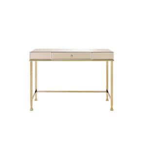 Canine 42 in. Smoky Mirroed and Champagne Writing Desk