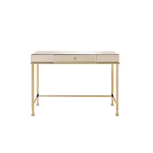 Acme Furniture Canine 42 in. Smoky Mirroed and Champagne Writing Desk