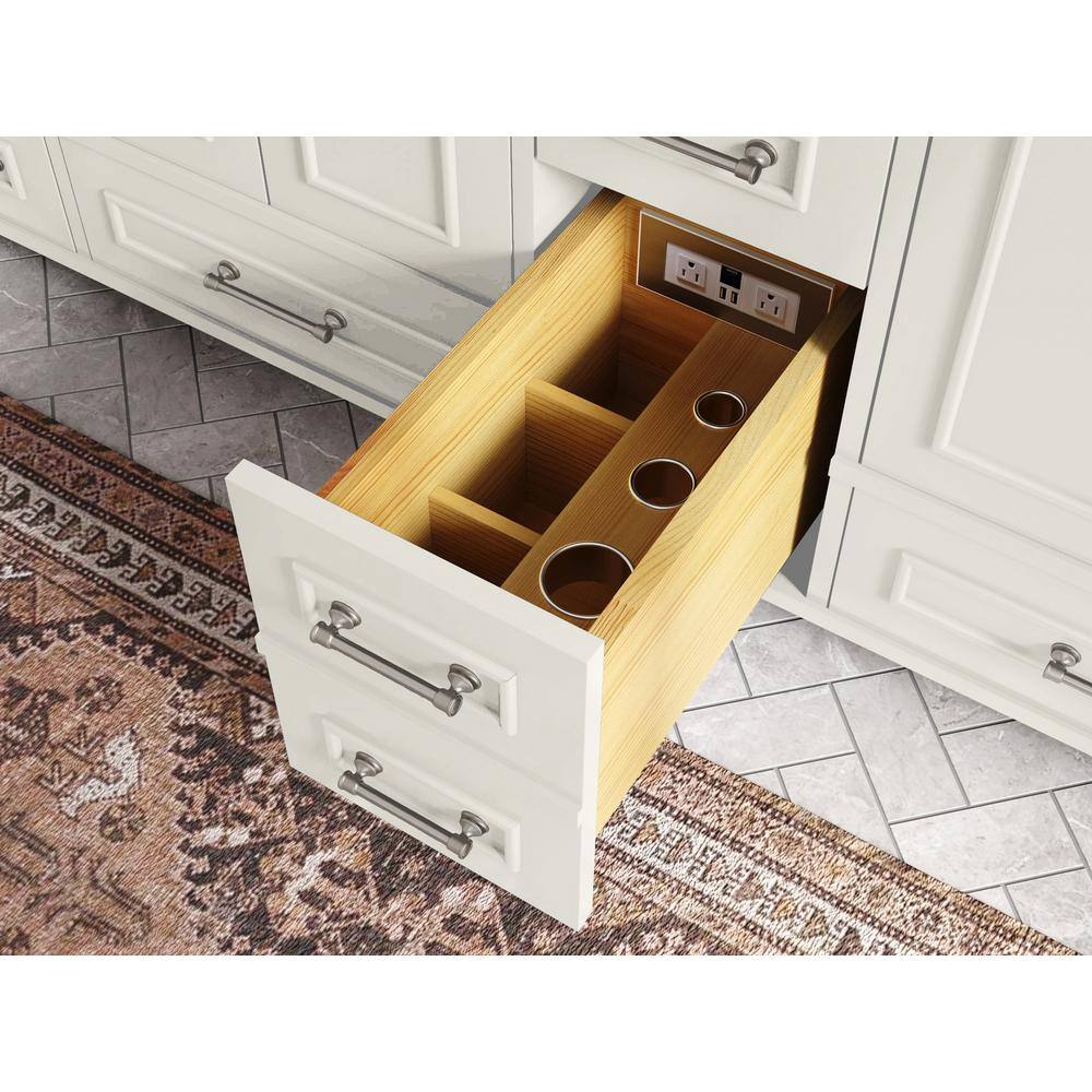 Aberdeen 84" Alabaster Double Sink Freestanding Bathroom Vanity with Quartz Top