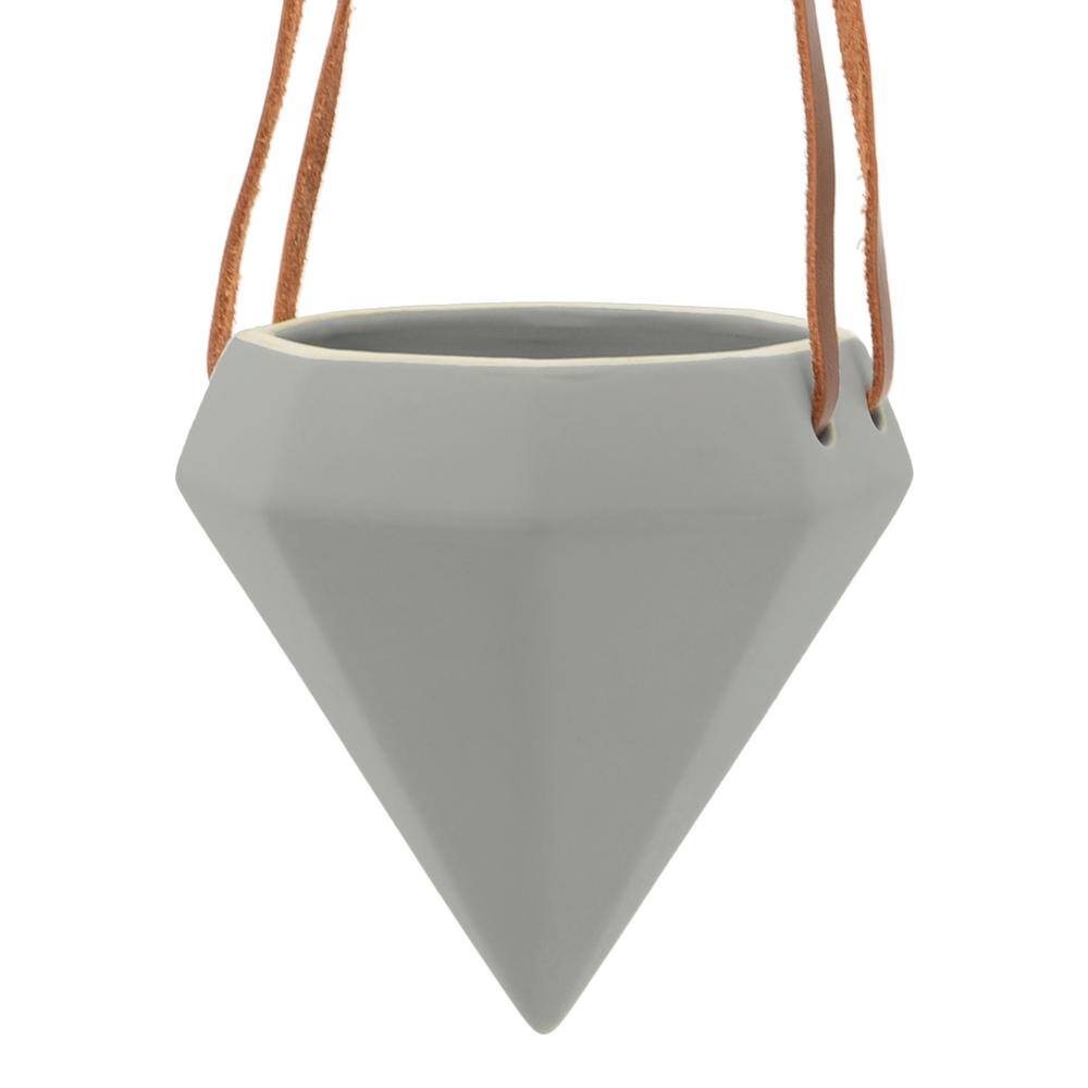 Elysian Glam Modern Light Gray Ceramic Cone Hanging Planter