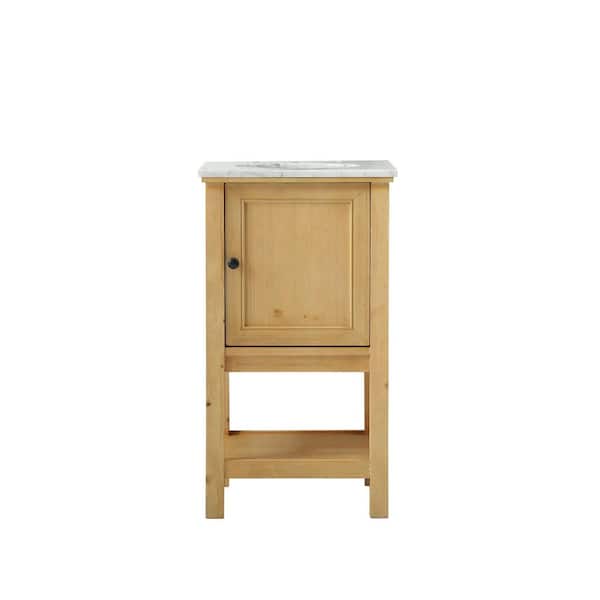 Unbranded Simply Living 19 in. W x 19 in. D x 34 in. H Bath Vanity in Natural Wood with Carrara White Marble Top