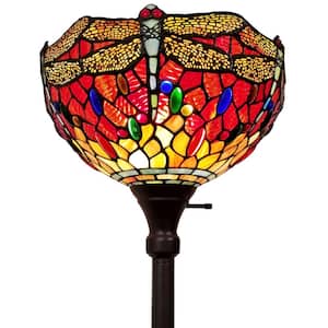 72 in. Tiffany Style Dragonfly Torchiere Floor Lamp