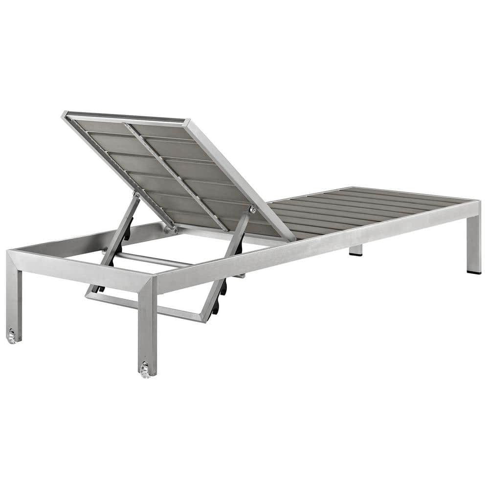 Gray Aluminum Outdoor Industrial Chaise Lounger