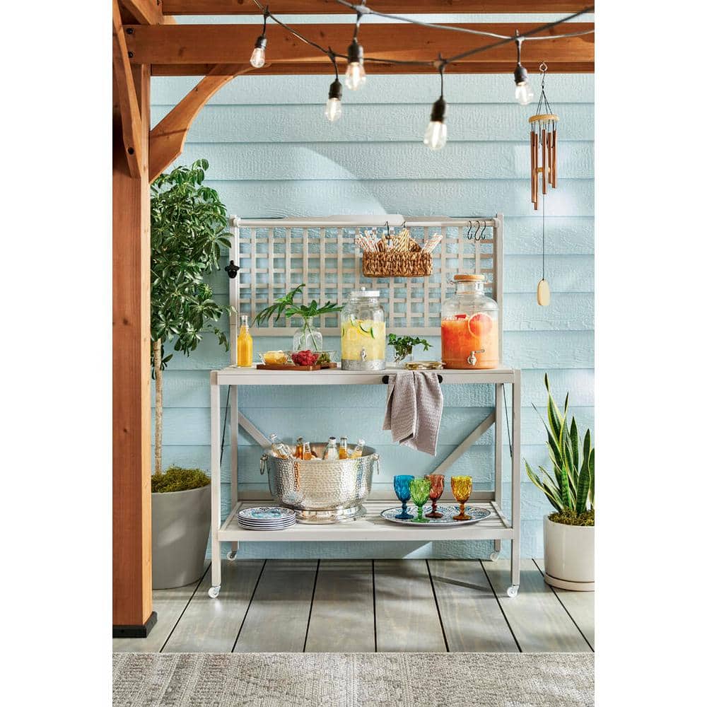 Natural Canadian Hemlock Foldable Potting Bench with Storage
