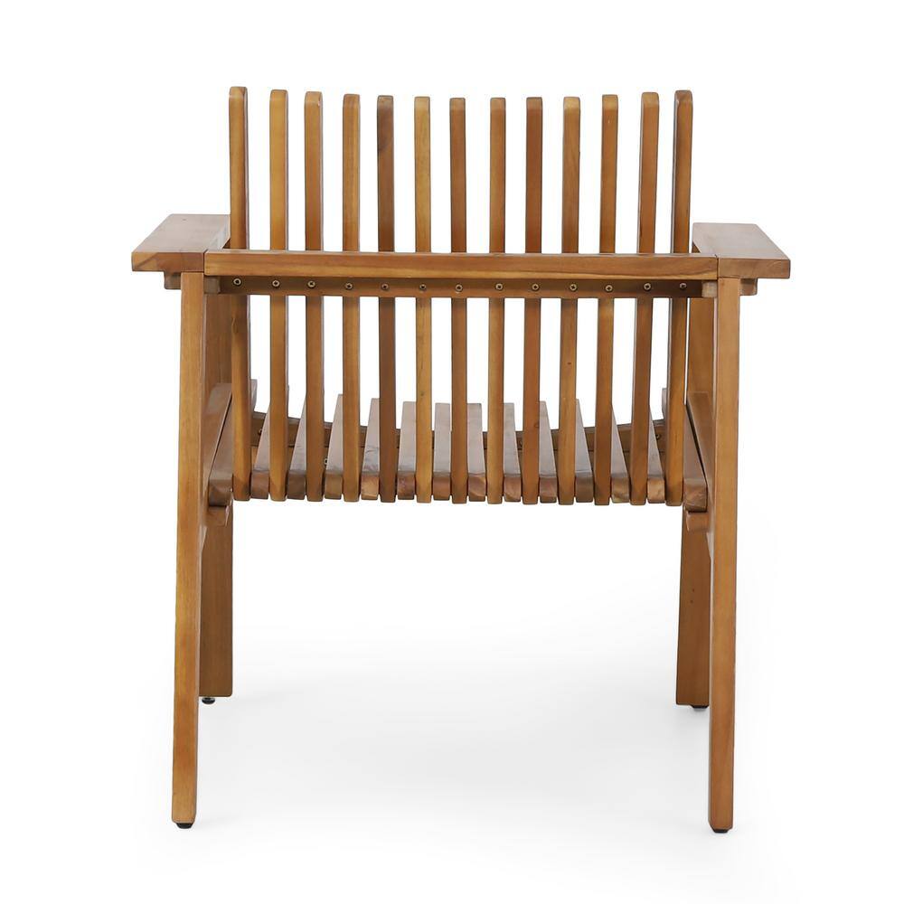 Teak Acacia Wood Slatted Club Chair with Armrests