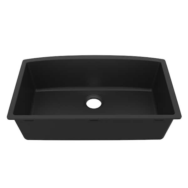 Undermount Quartz/Granite Composite 32 in. Single Bowl Kitchen Sink in Black