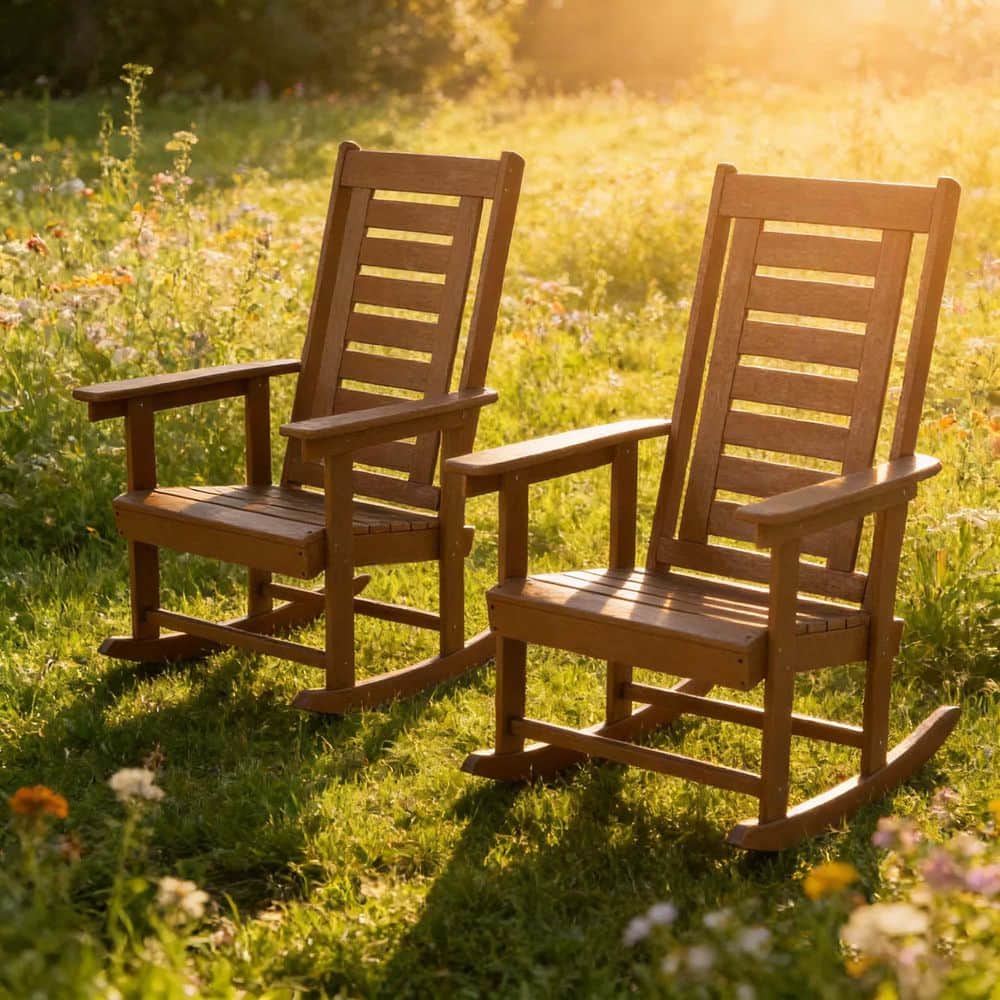 2 Pieces Brown Plastic Outdoor Rocking Chair with Wide Armrests price history on PriceWatchPro