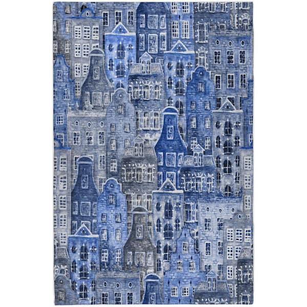 Dream Shag Premium Machine Washable Abstract ADS600 Blue 10 ft. x 14 ft. Area Rug