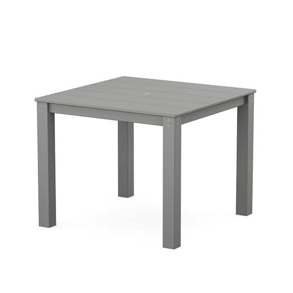 POLYWOOD Parsons Slate Grey HDPE Plastic Square 38 in. X 38 in. Dining Table