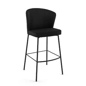 Camilla 31 in. High Back Bar Stool Charcoal Grey Boucle Polyester / Black Metal