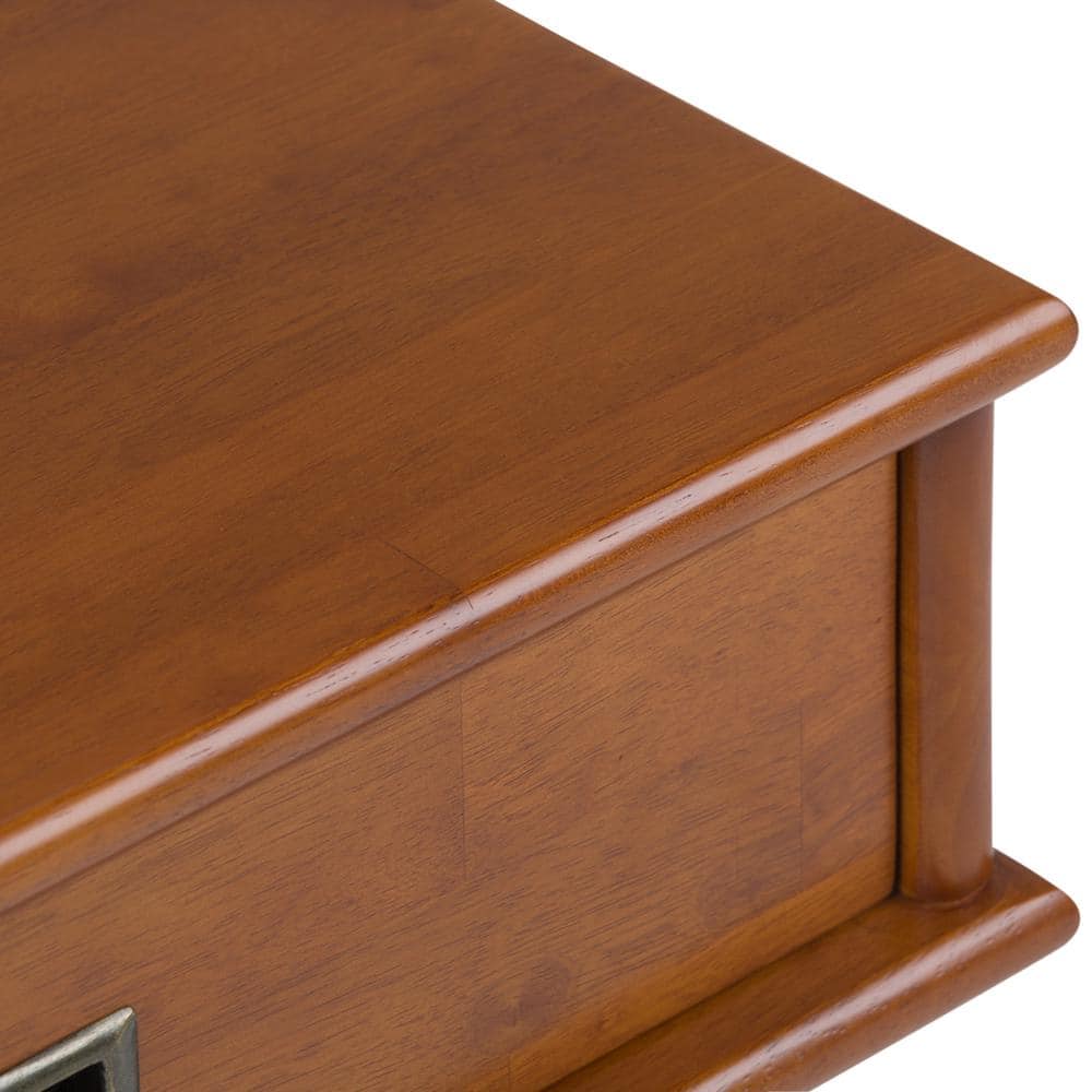 Draper Teak Brown Solid Hardwood End Table with Drawer