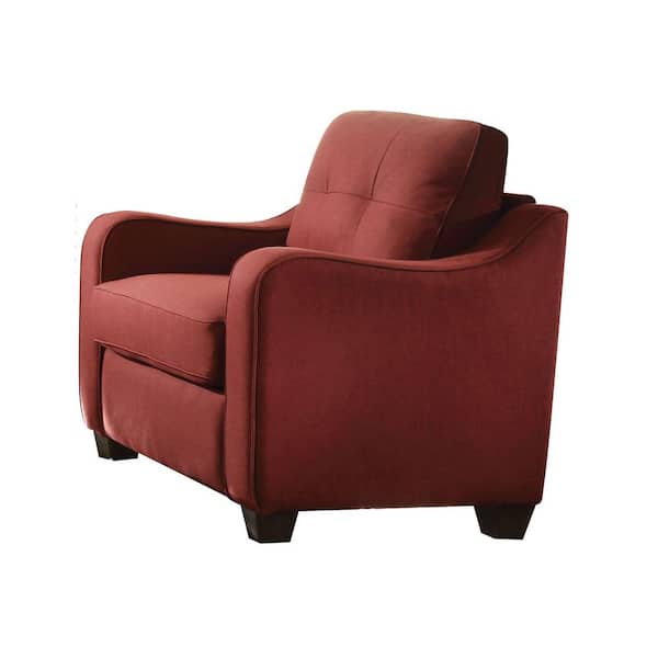 Acme Furniture Cleavon II Red Linen Linen Tufted Arm Chair