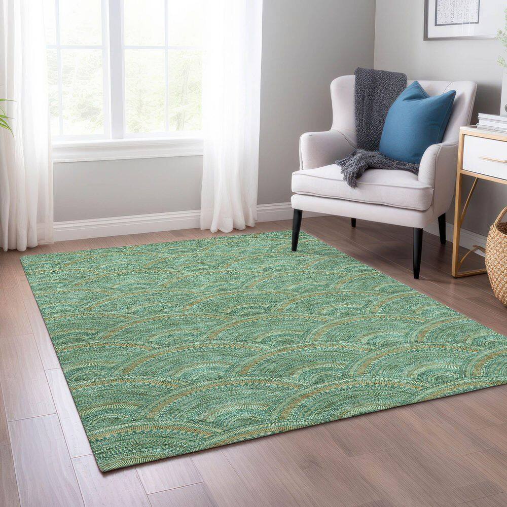 Sage Green Rectangular Synthetic Indoor/Outdoor Rug 2'6" x 3'10"