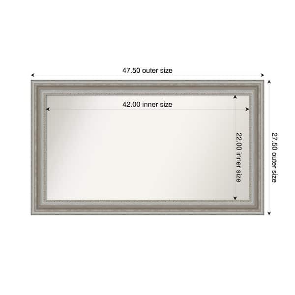 Amanti Art Parlor Silver 47.5 in. x 27.5 in. Custom Non-Beveled Recycled Polystyrene Framed Bathroom Vanity Wall Mirror