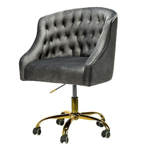 Lydia 24.5 in. Mid-Century Modern Charcoal Velvet Tufted Hand-Curated Task Chair