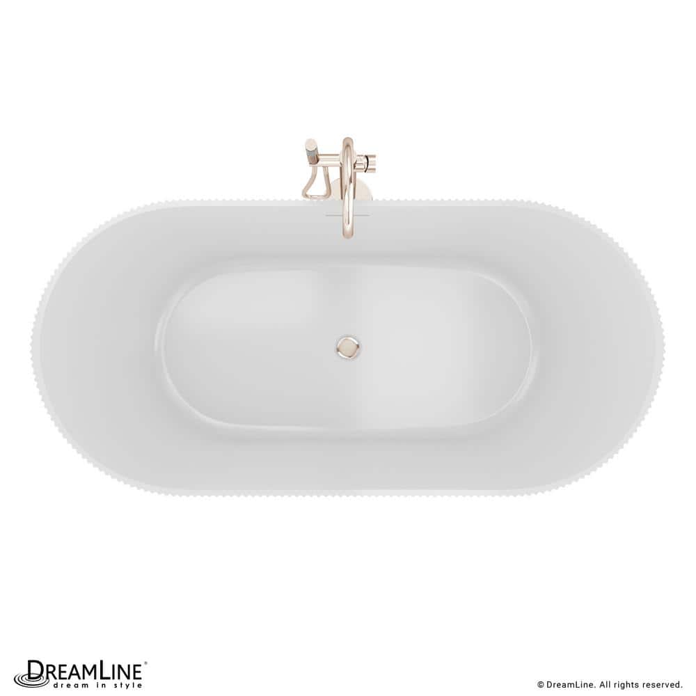 Charisma 67" White Ribbed Acrylic Freestanding Soaking Bathtub